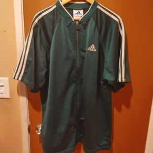 Men's Adidas Green Short Sleeve Zip Up Track Jacket Size XL